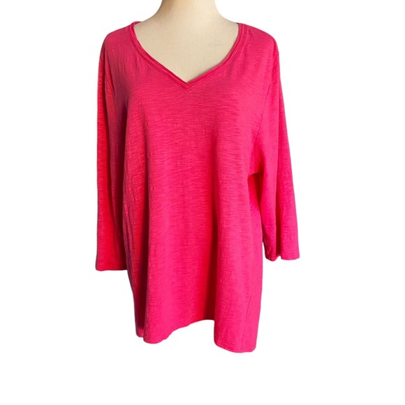 Chico's Tops - Chicos Ultimate Tee T Shirt Womens 3 US XL Pink Slub Knit 3/4 Sleeve